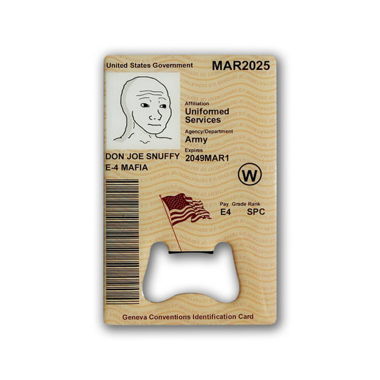 E-4 Mafia U.S. Army CAC ID Bottle Opener